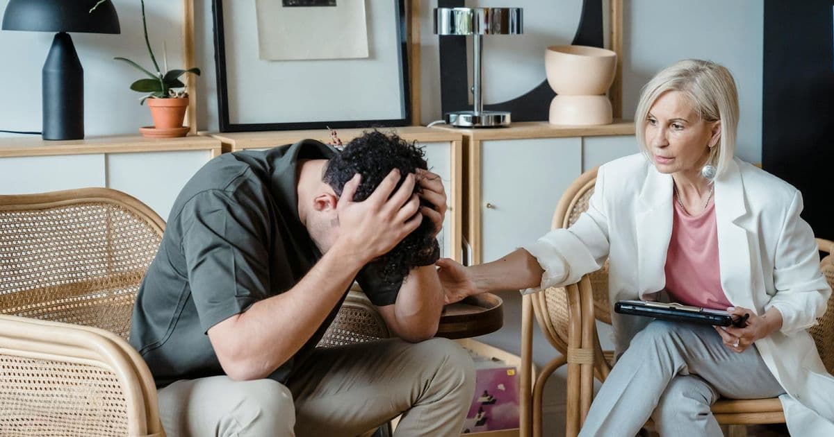 Therapist in a professional California therapy office