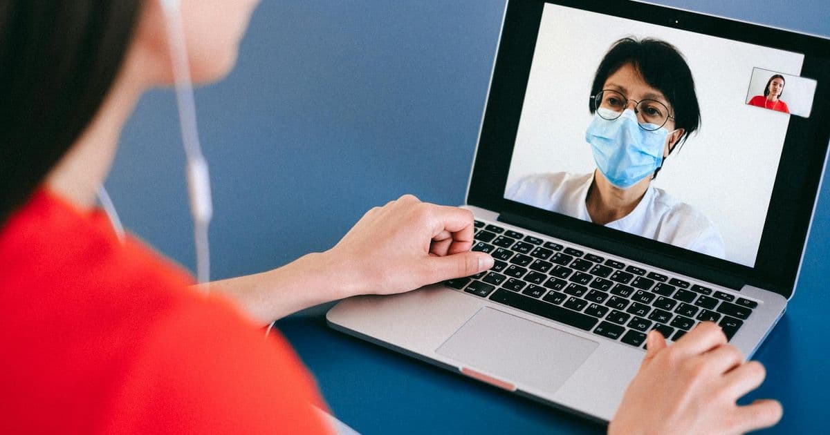 Therapist on a video call during a telehealth session