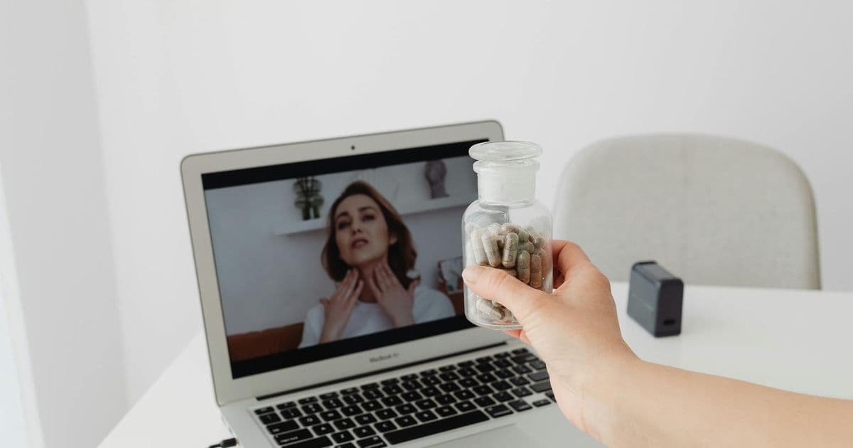 Therapist conducting a video call telehealth therapy session