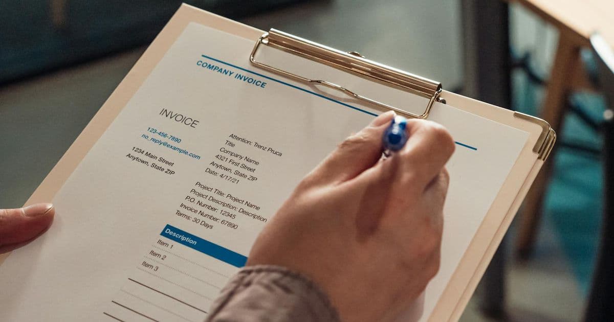 Therapy receipt document prepared for a client